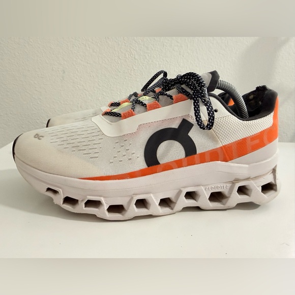On cloudMonster  Womens White & Orange Athletic Sneaker - Picture 5 of 8